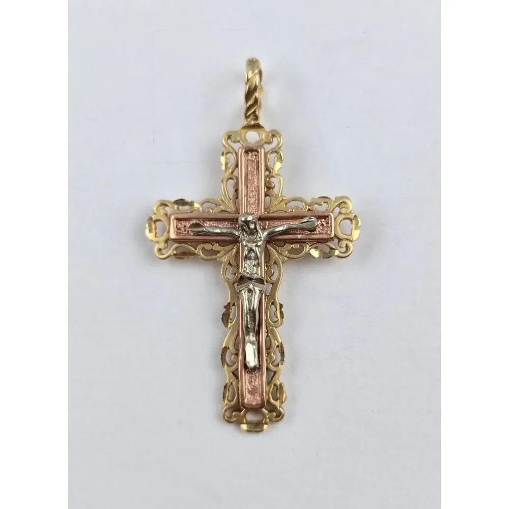 Michael Anthony 14k Tri-Color Gold Cross Crucifix 4.4g. large bale for chain